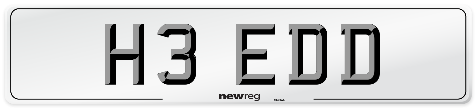 H3 EDD Number Plate from New Reg